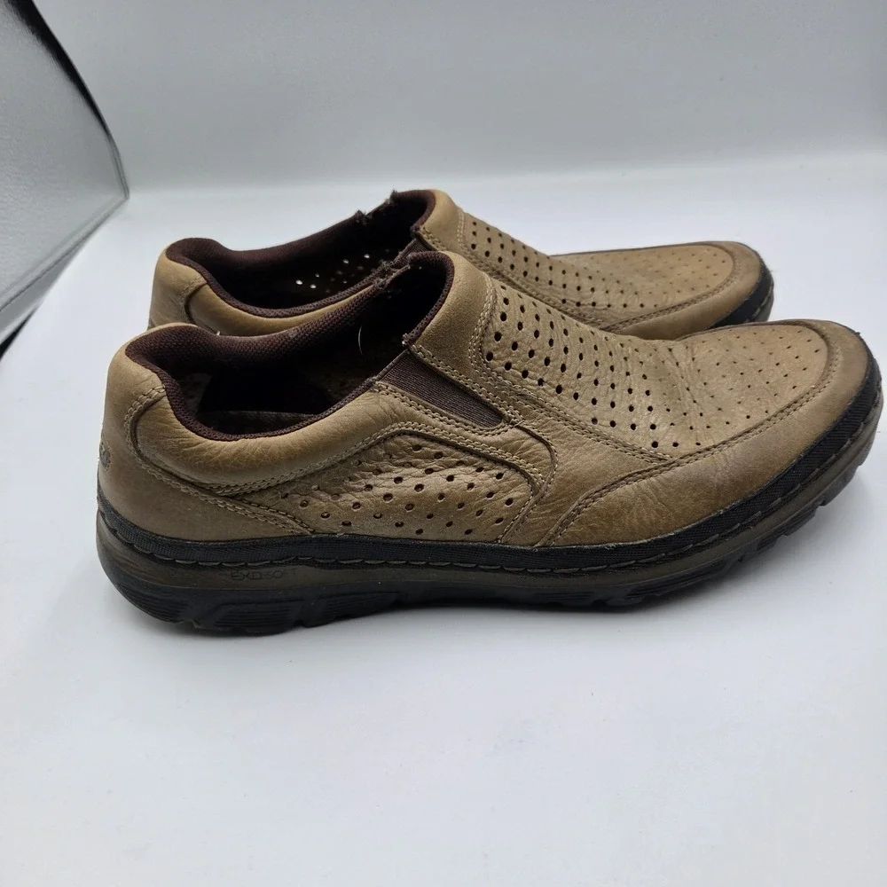 Rockport Slip On Shoes Men's Size 9 Brown Leather Walking Comfort Casual Loafers